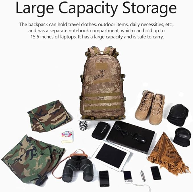 36-55L Military MOLLE Backpack for Men and Women Rucksack Tactical Assault Pack Bag for Hunting Camping Trekking (Desert Digital)
