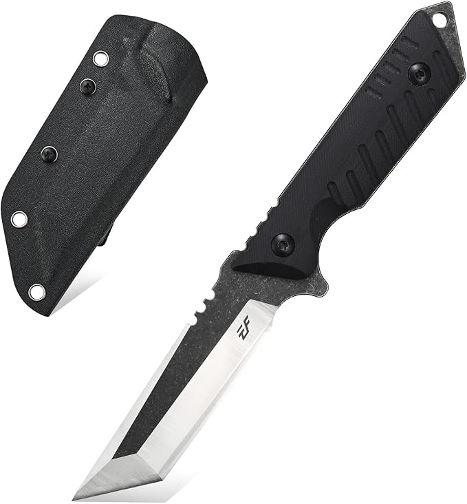 Eafengrow EF105 Fixed Blade knfe 440C Stainless Steel Blade G10 Handle Heavy Duty Fixed Knifes EDC Tactical Knife for Outdoor Hiking Survival Camping with SheathBalck