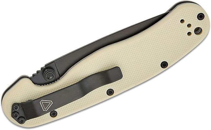 Ontario Knife Company Rat II Black Coated AUS-8 Stainless Steel Drop-Point Blade Folding Pocket Knife Bone-Colored Nylon Handle Liner Lock Knife Everyday Carry Knife – ON8862BONE
