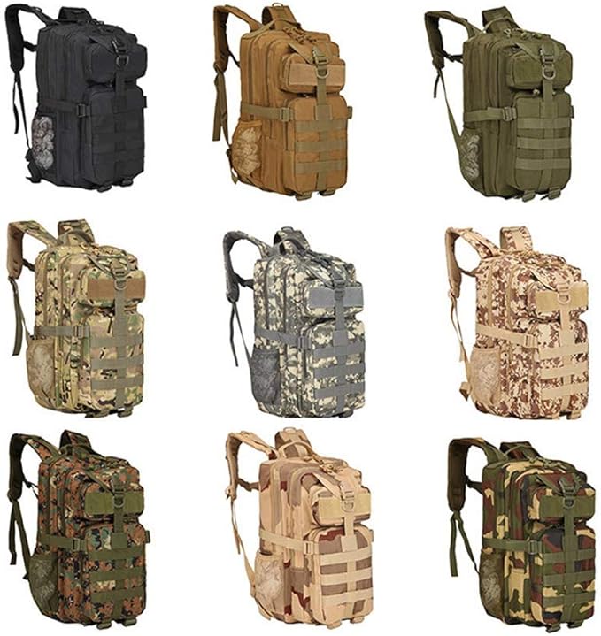 Outdoor Sports Pack Hiking Bag Tactical Rucksack Camo Knapsack Combat Camouflage Tactical Molle Backpack - Black
