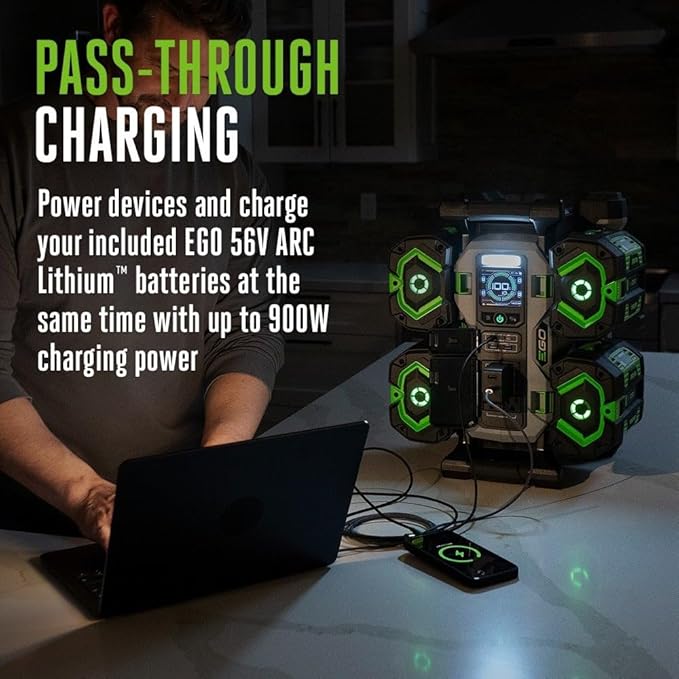 EGO POWER+ Portable Power Station 1400W Battery Powered Inverter Generator for Home and Outdoor Includes (2) 56V 6.0Ah Batteries and Charger - PST1405-2