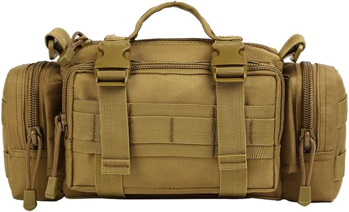UNISTRENGH Utility 3P Military Tactical Duffle Waist Bags MOLLE Assault Shoulder Backpack Multifunction EDC Pouches Heavy Duty Fanny Packs (Brown)