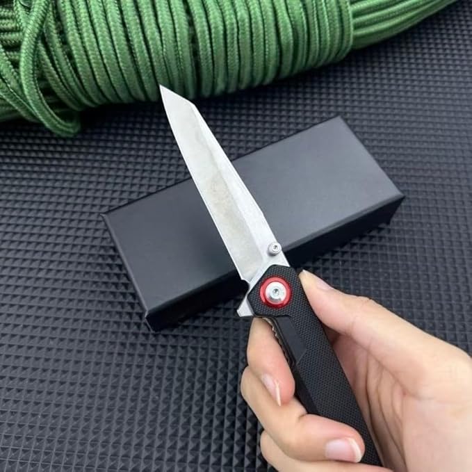 7.99-inch Lightweight Folding Knife 440B Steel Blade G10 Handle EDC Outdoor Camping Fishing Knife Adventure Survival Tool Men's Gift
