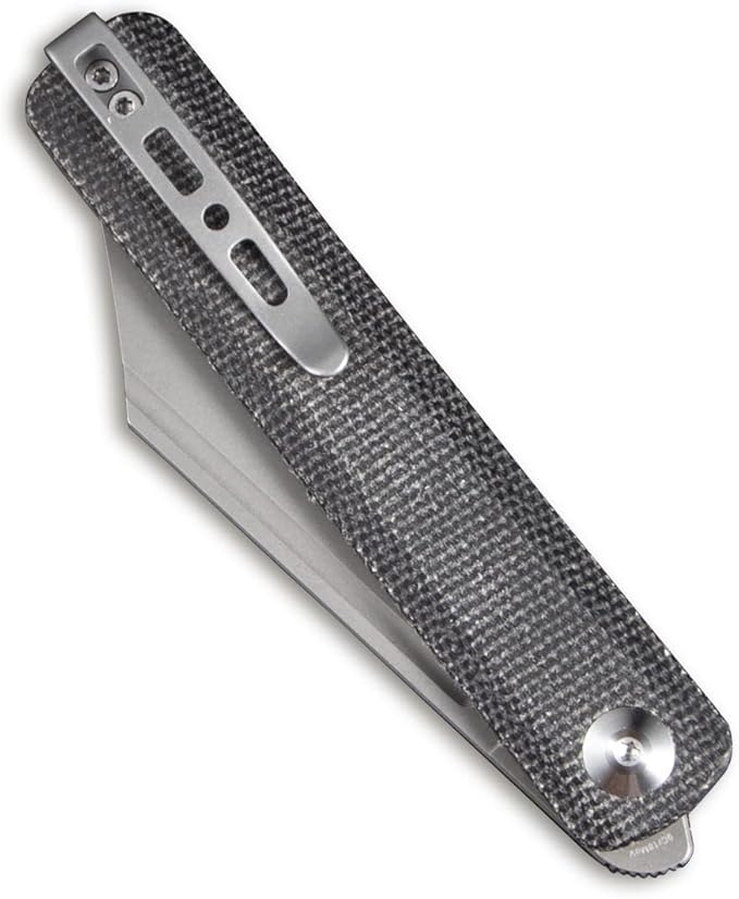 SENCUT Bronte Folding Pocket Knife with Front Flipper Opener 3.38 Inch Blade Black Micarta Handle SA08A