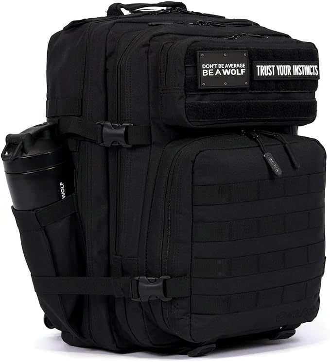45L Meal Prep Management Backpack | With Built-In Cooler Easily Store and Carry Food Containers | Extra Large Military Rucksack for Gear Water Resistant Travel &amp Gym Bag (Alpha Black Meal Prep)