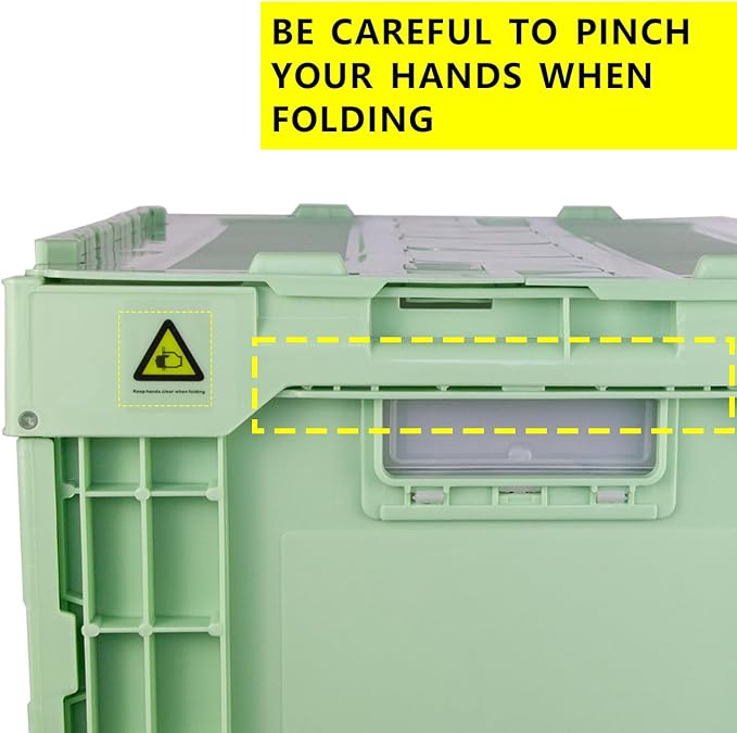Foldable Storage Bin 56QT Collapsible Organizer Box with Handles for Home Car Trunk Camping &amp Outdoor Eco-Friendly Plastic Container (Khaki 21.9x15.2x12.8)