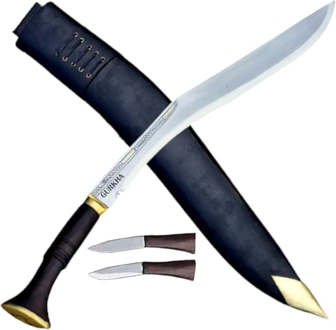 Gurkha Sirupate Kukri Knife 29 -IN Historic Full Tang Khukuri Leather Sheath with 2 Small Knives - Handmade In Nepal