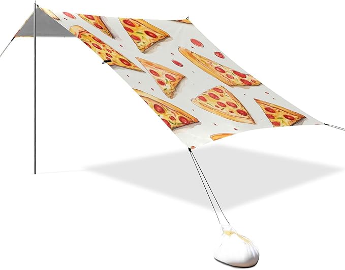 ALAZA Slices Pizza Beach Tent Sun Shelter Portable Canopy Sunshade for Outdoor Camping Picnics Backyard Fun 10x9 ft