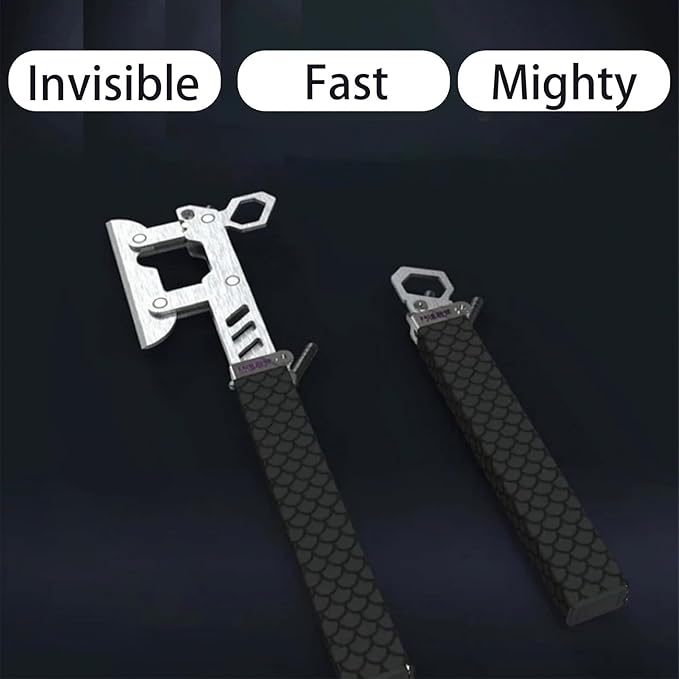 MDJXE Morphing Tactical Axe - 1S Quick Deployment Folding Survival Hatchet with 1065 High Manganese Steel Mechanical Gear Structure Extendable Handle Heavy Duty Camping &amp Emergency Tool (B)