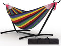 TrailBlaze Double Hammock with Stand Heavy Duty Portable Steel Hammock Set for Outdoor and Indoor Use 500lb Capacity Includes Carrying Bag Space Saving DesignQuick Assembly