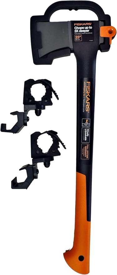 UTV Roll Bar Axe Kit – Includes Hornet Razor-Edge 23.5-Inch Chopping Axe and Machined Aluminum Mounting Clamps – Heavy-Duty Tool Carrier Fits Profile Profile Tube Roll Cages