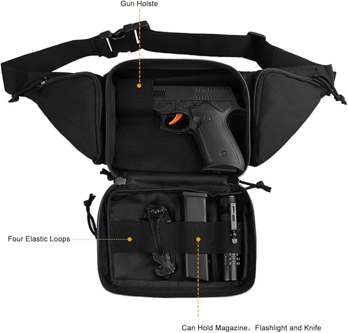 Tactical Waist Bag Gun Holster Molle Military Combat Waist Fanny Pack Utility Nylon Shoulder Bag for Hunting Camping (Color : TBP003-OD)
