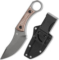KANSEPT Niko Fixed blade Knife with Sheath 3.54'' Grey TiCn Coated D2 Blade and Brown Micarta with Frag Pattern Handle Adjustable Kydex Sheath for EDC Fixed Knifes for Camping Hiking Fishing G004A8