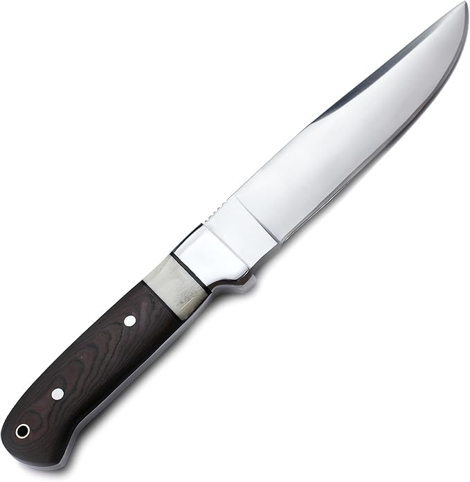 GCS Handmade D2 Steel Tactical Survival Hunting Camping Knife Brown Micarta Handle with Brown Leather Right or Left Hand Horizontal Fixed Blade Knife Sheath &amp Sharpening Stone GCS209