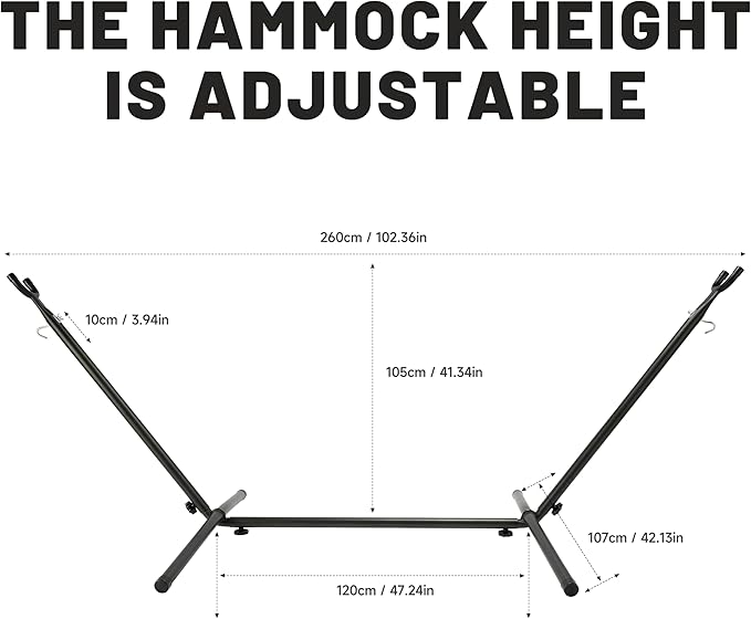Hammock with Heavy-Duty Steel Stand for OutsideHammocks 450 Lb CapacityPortable Hammock2 People Standing HammocksSuitable for BeachBackyard Gardens Patio Bedroom100 * 40 * 38 Inch (Blue)