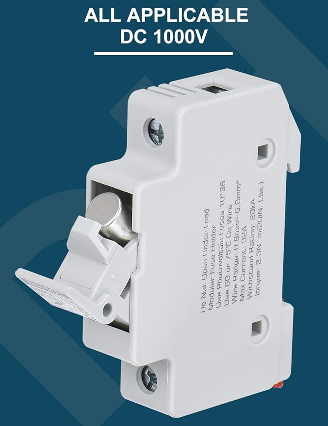DIHOOL 25 Amp Inline Fuse for Solar Connector 4pcs Solar fuses Holder DIN Rail Solar Panel Fuse