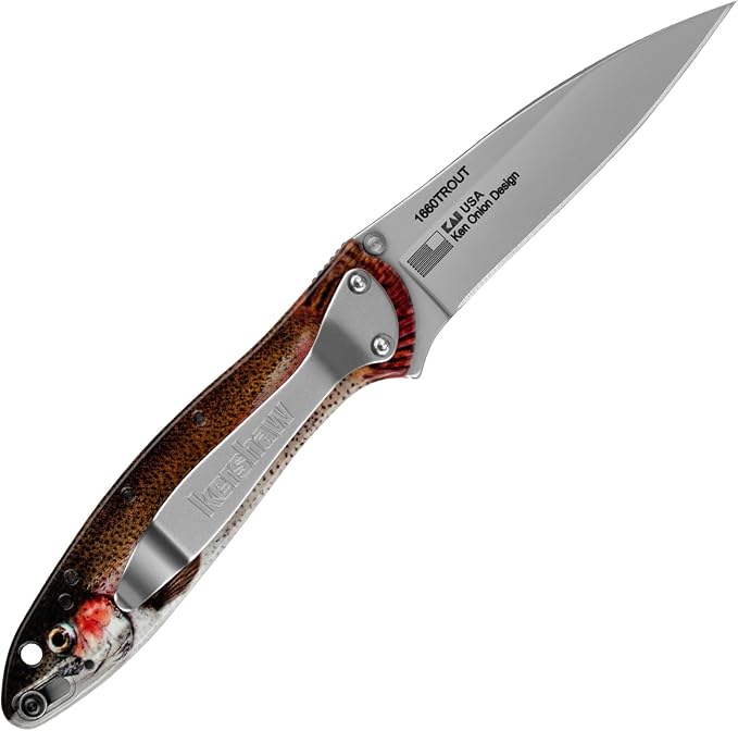 Kershaw Leek BlackWash Pocket Knife (1660BLKW) 3 Sandvik 14C28N Steel Blade 410 Stainless Steel Handle BlackWash Finish SpeedSafe Assisted Open Frame and Tip Locks Reversible Pocketclip 3 OZ