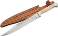 SZCO Full Tang Bowie Knife 15.5-Inch - Hunting Knife with Carbon Steel Blade Bone Handle and Leather Sheath - Skinning knife for for Hiking Camping &amp Hunting