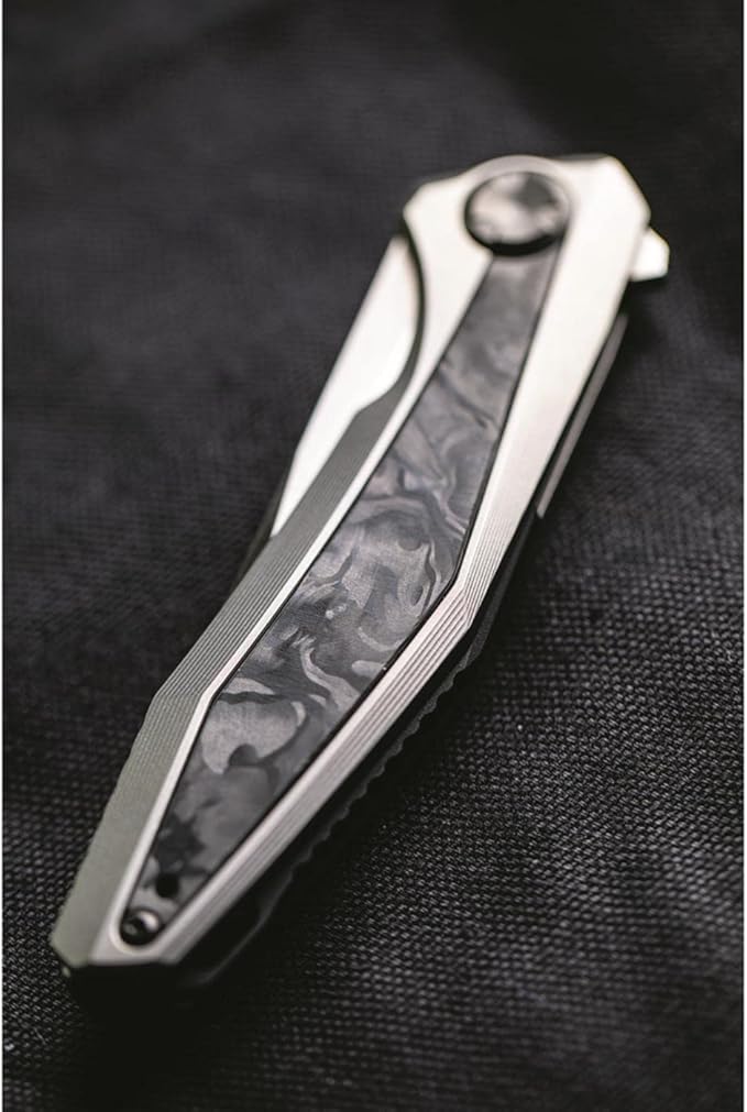 Zero Tolerance Sinkevich KVT Pocketknife 3.4 Inch CPM 20CV Stainless Steel Blade Bead Blasted and Machine Satin Finish KVT Ball-Bearing System Bead-Blasted Titanium Handle Made in USA (0470)
