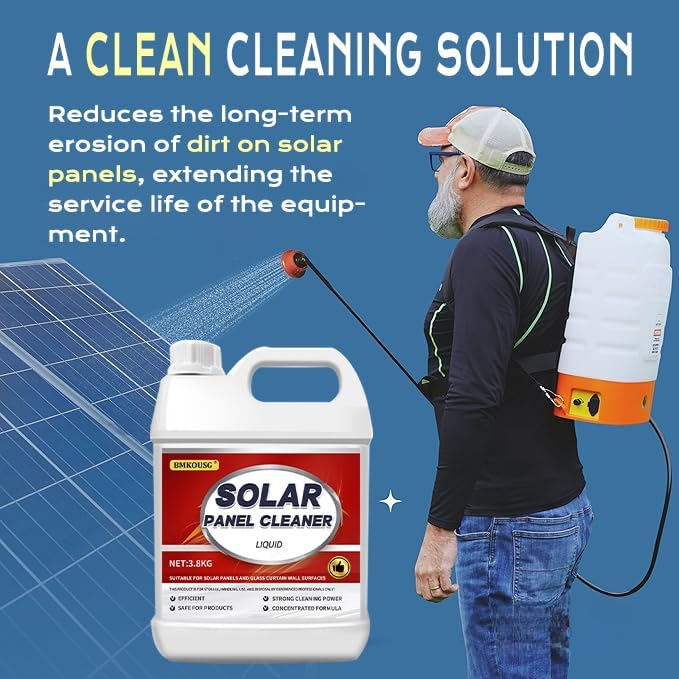 Solar Panel Cleaner Super Industrial Grade Concentrated Solar Panel Cleaning - Fast Dry Remove DirtDustDroppingsOilsFingerprintsWater Spots (3.8 KG)
