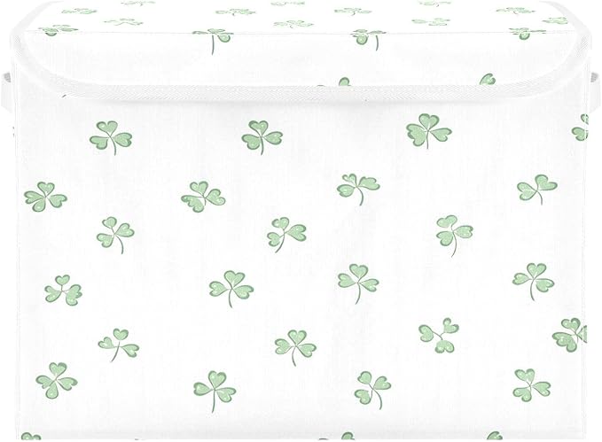 St. Patrick's Leaves Fabric Storage Bins with Lids and HandleFoldable Storage Bins with LidsCloset Organizers for Clothes Storage Room Organization Office Storage Chest Organizer