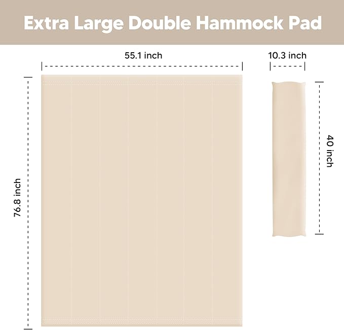 SUNCREAT Outdoor Portable Hammock Pad 2 Person Polyester Hammock Pad Beige