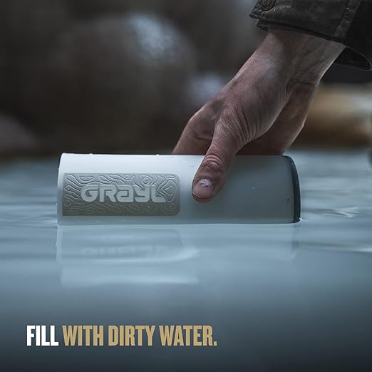 GRAYL GeoPress 24 oz Water Purifier Bottle - Filter for Hiking Camping Survival Travel (Peak White)