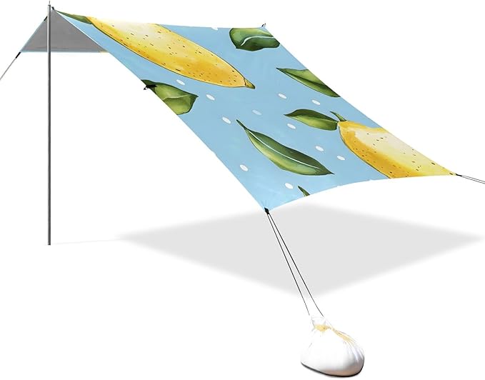 ALAZA Lemon Dot Pattern Beach Tent Sun Shelter Portable Canopy Sunshade for Outdoor Camping Picnics Backyard Fun 10x9 ft
