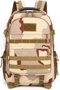 35L Army 3 Days Assault Pack Molle Bag with USB Charging Port Military Tactical Hiking Camping Backpack fit 15.6 Laptop for Men and Women three sand color
