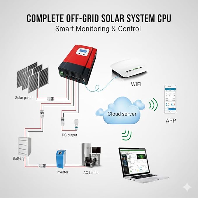 30A MPPT Solar Charge Controller 12V/ 24V/36V/48V Solar Panel Charge Controller Intelligent Regulator for FLD/LiFePO4/SLD/GEL/AGM with Dual USB Port Auto Parameter LCD Display