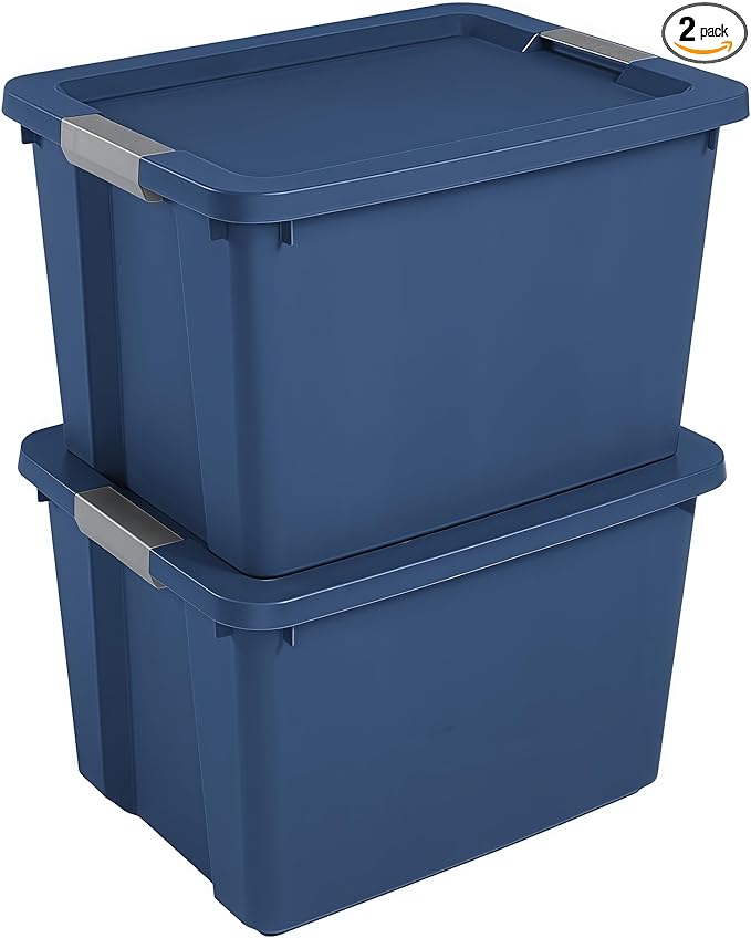 （2 Pack） 20 Gallon Large Storage Bins with Lids Heavy Duty Stackable Plastic Storage Containers Durable Totes for Garage Basement Office Organization