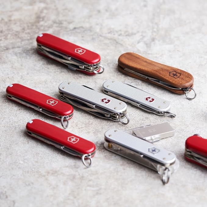 Victorinox Jetsetter Swiss Army Knife Compact 7 Function Swiss Made Pocket Knife with Scissors Magnetic Phillips Screwdriver and Key Ring – Red