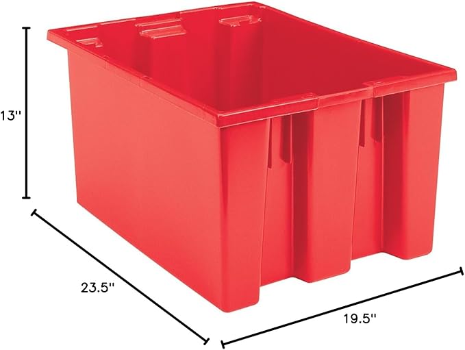 Akro-Mils 35230 Nest and Stack Plastic Storage Container and Distribution Tote (23-1/2-Inch L x 19-1/2-Inch W x 13-Inch H) Red (3-Pack)