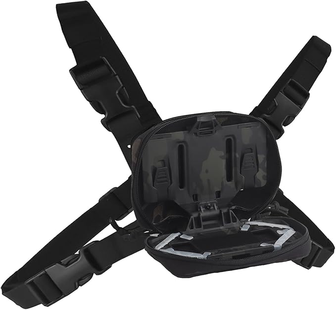 Tactical Phone Chest Mount with Universal Molle Pouch Chest Vest Rig Bag Pack Molle Foldable Navigation Universal Phone Holder Board for Hunting