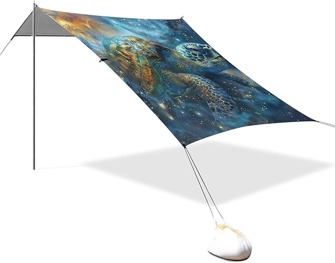 ALAZA Turtle Mystical Beach Tent Sun Shelter Portable Canopy Sunshade for Outdoor Camping Picnics Backyard Fun 10x9 ft