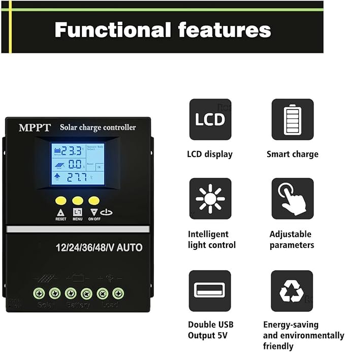 Intelligent 200A Solars Power Controllers Auto Adjusting Charging Current Designs for Energy Projects Supplies Outdoor Power Regulator