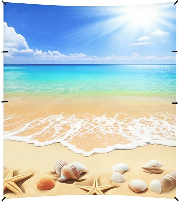 Beach Canopy with Windproof Ropes &amp Sandbags Beach Tent Sun Shade Sun Shelter for Camping Trips Fishing Backyard Fun or Picnics Beach