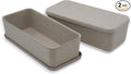 Welaxy stackable Lidded drawer organizer bins long shape storage box with lid for junk makeup stationery pens 2-piece pack (Stone)