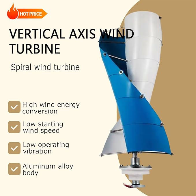 3KW Wind Turbine Generator Kit 24v 48v 96v 120v Vertical Axis Wind Turbine Generator Free Energy Windmill 3 Phase Generator for Home use (96 Volts)