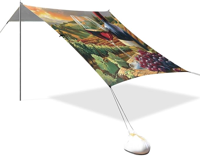ALAZA Red Wine Vineyard Beach Tent Sun Shelter Portable Canopy Sunshade for Outdoor Camping Picnics Backyard Fun 10x9 ft