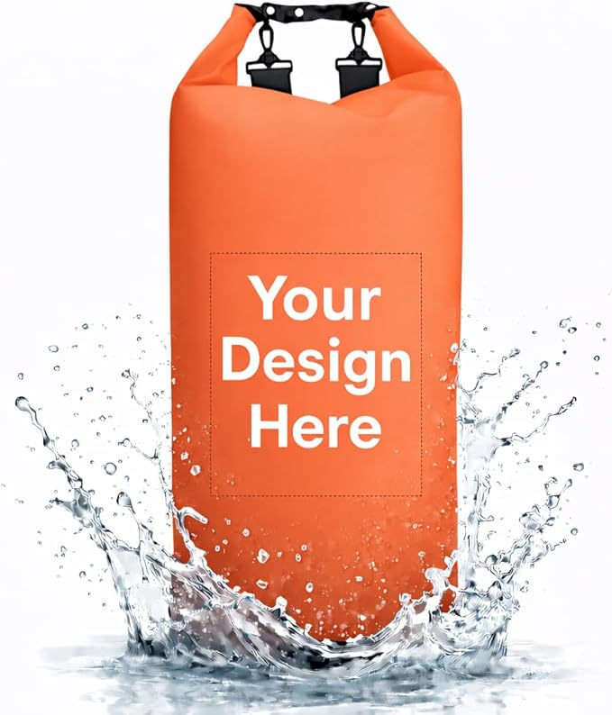 Custom Waterproof Dry Bag 40L–100L Personalized Logo/Text Roll Top Dry Sack for Kayak Boat (Orange)