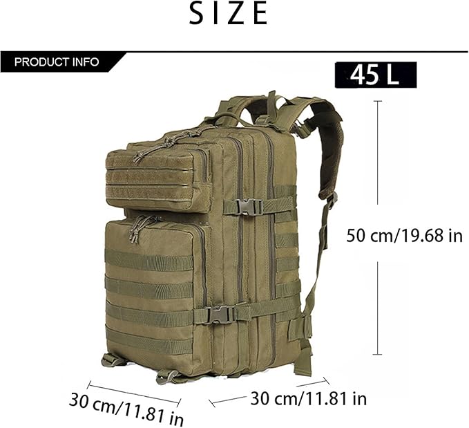 Military Tactical Backpacks 45L Assault Pack Bag Large Rucksack with MOLLE Webbing System For Men Camping Hiking Trekking