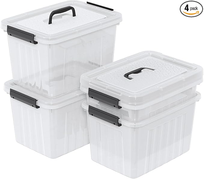 18 Quart Storage Boxes 4-Pack Clear Plastic Storage Bins with Lids