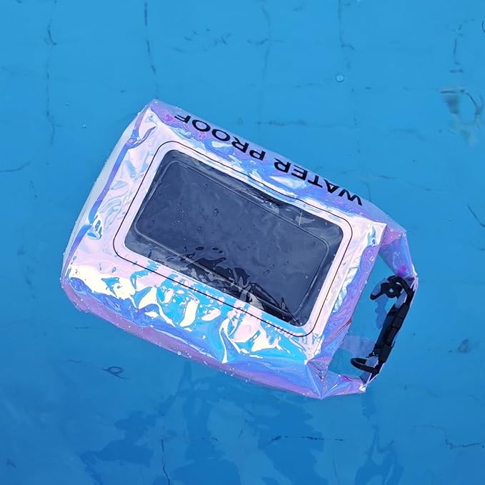 Clear Pvc Holographic Dry Bag 5L Roll Top Portable Fashionable Fishing Rafting Waterproof Dry Sack Keeps Gear Dry For Storage (5L)