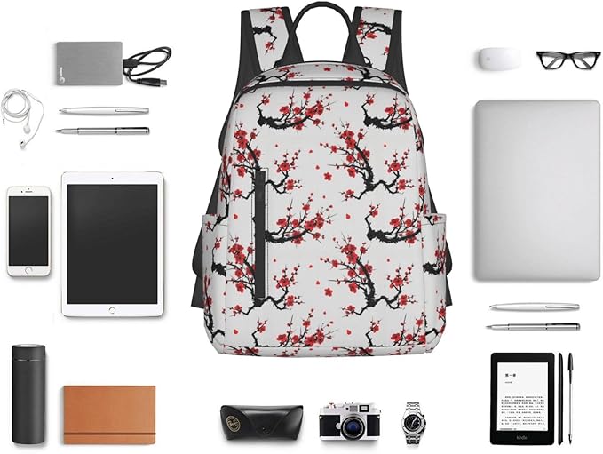 Men Women Bookbag Japanese Watercolor Cherry Blossom Laptop &amp Tablet Backpack for Travel &amp Work