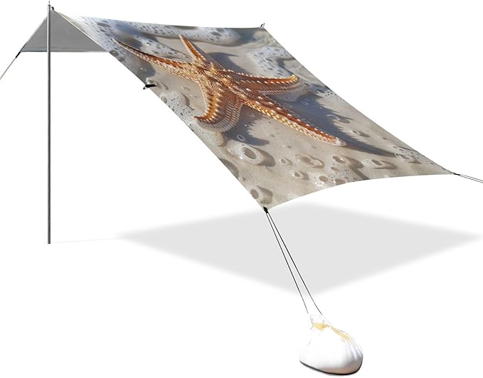 ALAZA Enjoy The Summer Starfish Beach Tent Sun Shelter Portable Canopy Sunshade for Outdoor Camping Picnics Backyard Fun 10x9 ft