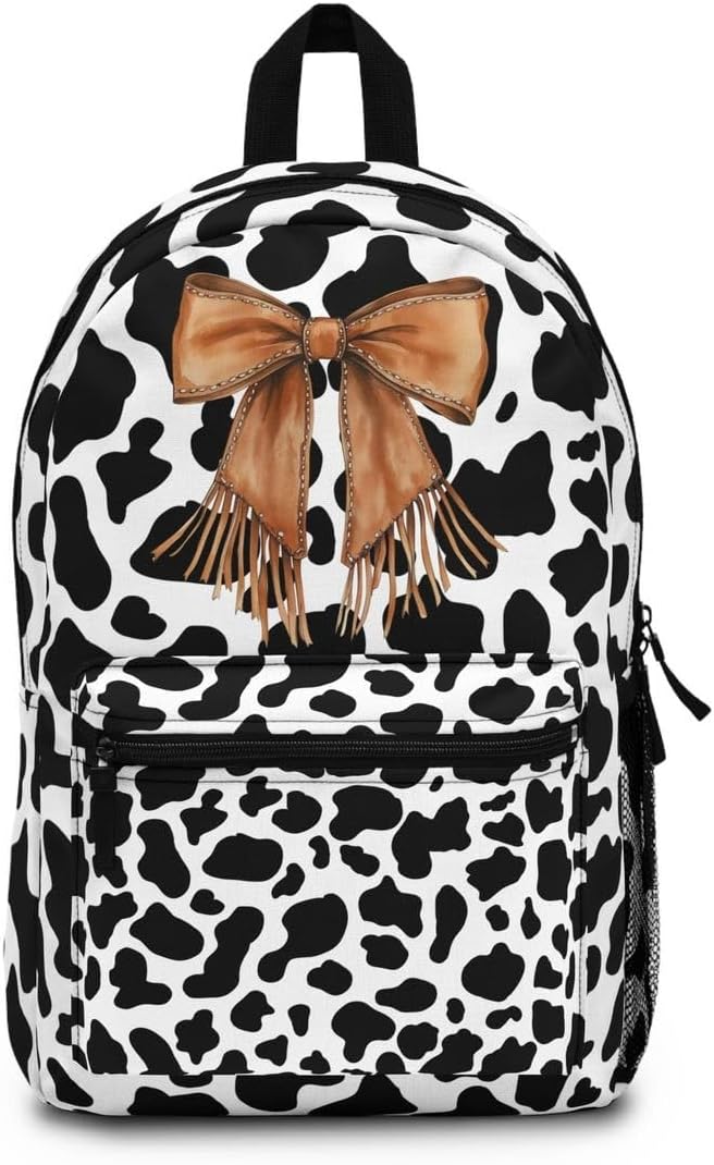 Cow Print Bookbag/Western Coquette Backpack/BOHO Western Travel bag/Cow Lover Laptop Bag