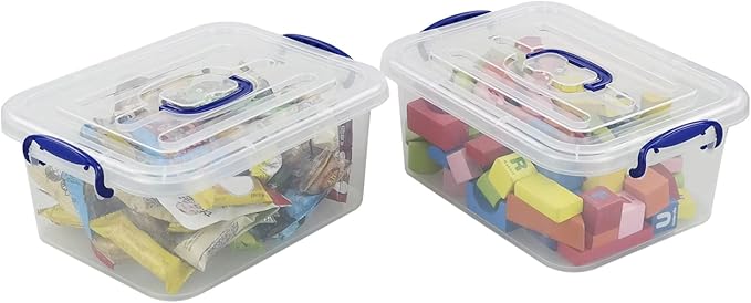 2-pack 8 Liters Storage Containers with lids Plastic Latching Storage Boxes