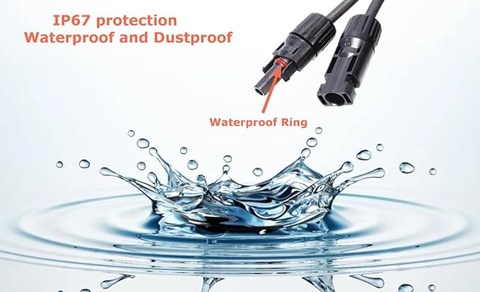 Tektrum UV-Resistant 50ft Long Double Layer PV Extension Cable with M/F Solar Connectors for Outdoor Solar Panel (Set of 2)