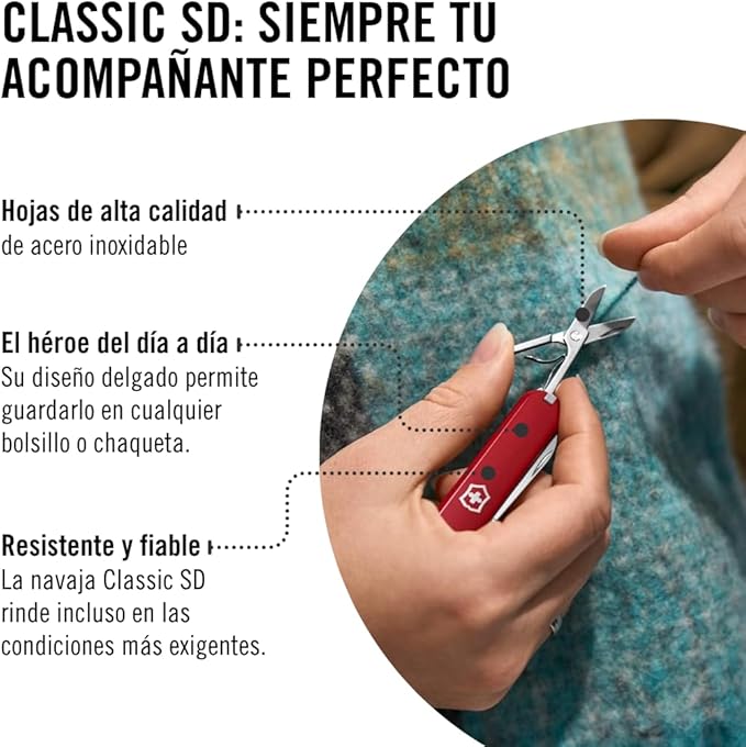 Victorinox Pocket Knife Small Classic SD 58 mm Black (7 Functions Blade Nail File Screwdriver 2.5 mm Scissors)
